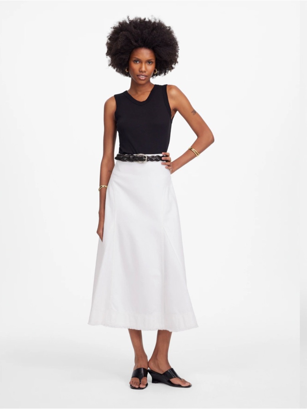 NWT Madewell Flute Midi Skirt in Tile White Size Varies